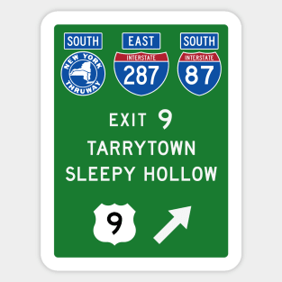 New York Thruway Southbound Exit 9: Tarrytown Sleepy Hollow US 9 Sticker